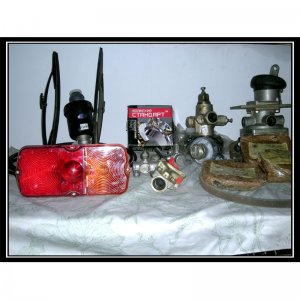 Brake control valve, wheel bearing, safety valve, indicator and wiper.